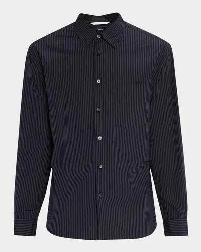 THEORY MEN'S WEEKEND LONG-SLEEVE STRIPE SHIRT