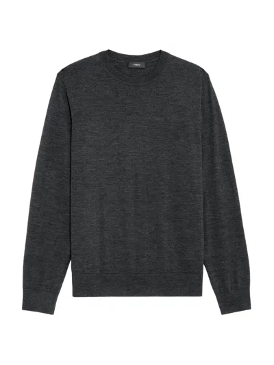 Theory Maden Merino Wool Crewneck Sweater In Gray