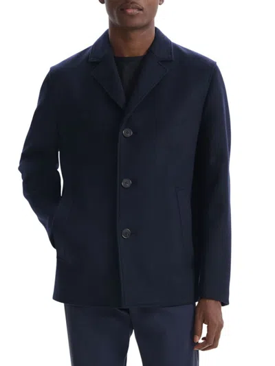 Theory Men's Wool Melton Mid-length Coat In Blue