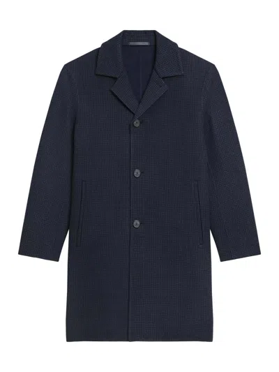 Theory Men's Wool-cashmere Houndstooth Coat In Blue