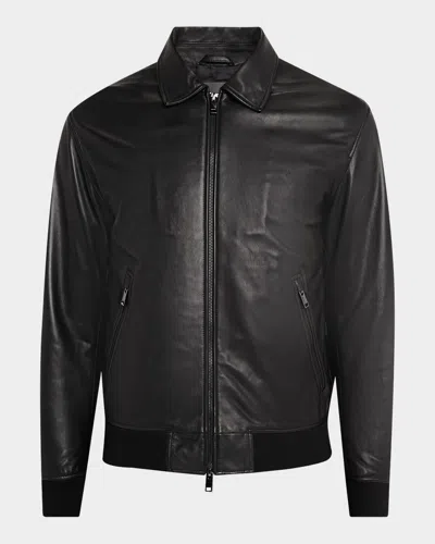 Theory Men's Wyatt Full-zip Leather Jacket In Black