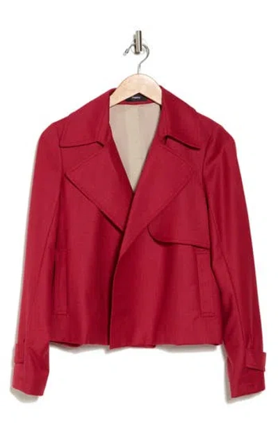 Theory Menefer Wool Flannel Trench Jacket In Pink Ruby Melange