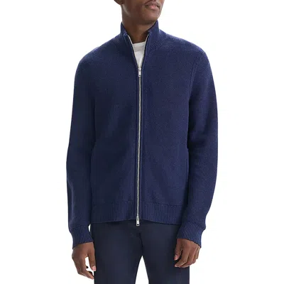 Theory Mens Knit Cotton Full Zip Sweater In Blue