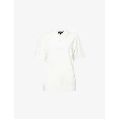 Theory Mens White Goris Short-sleeves Knitted Polo Shirt
