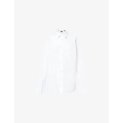 Theory Mens White Weekend Patch-pocket Cotton-poplin Shirt