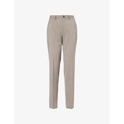 Theory Mens Walnut Melange Curtis Travel Tapered-leg Wool-blend Trousers