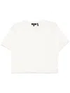 Theory Clinton Knit Short-sleeve Boxy Crewneck Tee In Weiss