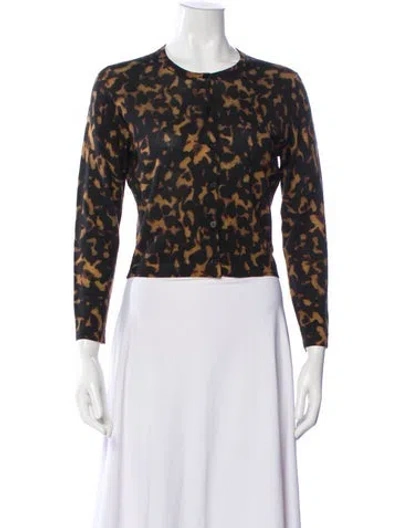 Pre-owned Theory Merino Wool Animal Print Sweater In Black