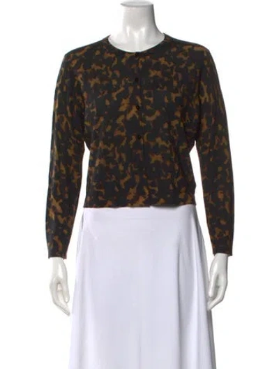 Pre-owned Theory Merino Wool Animal Print Sweater In Black