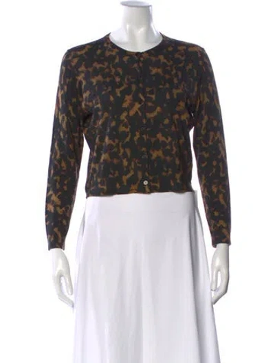 Pre-owned Theory Merino Wool Animal Print Sweater In Black