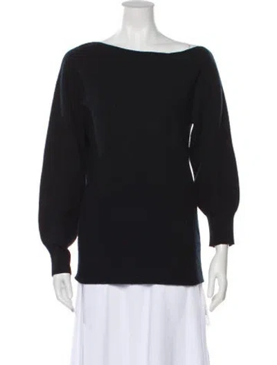 Pre-owned Theory Merino Wool Bateau Neckline Sweater In Blue