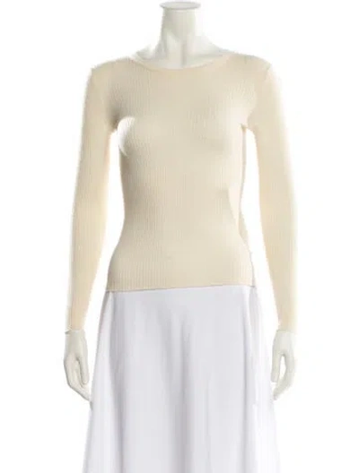 Pre-owned Theory Merino Wool Bateau Neckline Sweater In Neutral