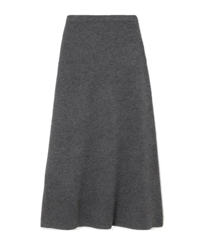 Theory Merino Wool Blend Midi Skirt In Gray
