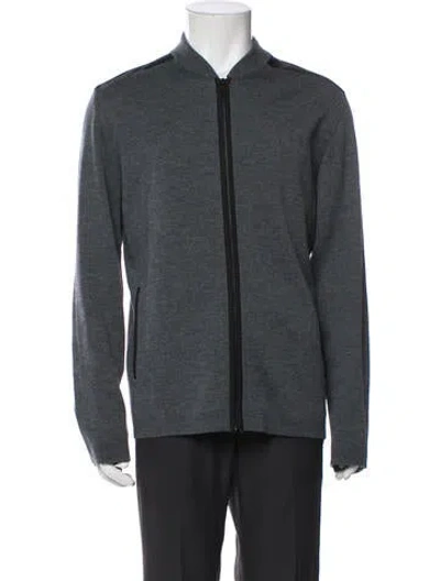Pre-owned Theory Merino Wool Bomber Jacket In Gray