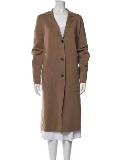 Pre-owned Theory Merino Wool Coat In Brown