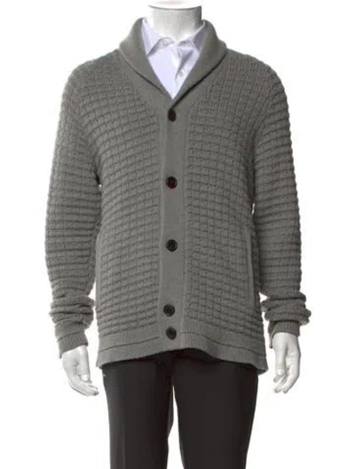 Pre-owned Theory Merino Wool Collar Cardigan In Grey