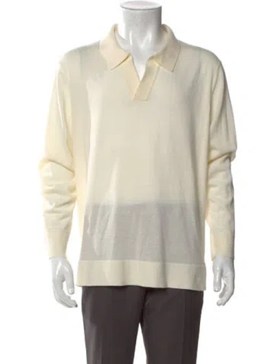 Pre-owned Theory Merino Wool Collar Polo Sweater In Neutral