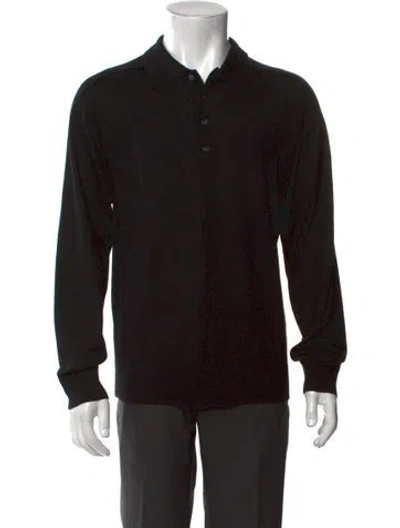 Pre-owned Theory Merino Wool Collar Pullover In Black