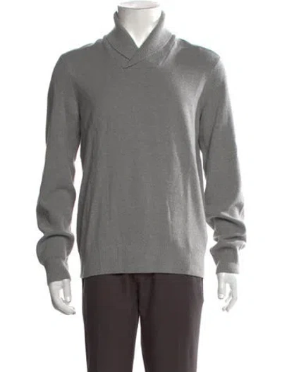 Pre-owned Theory Merino Wool Collar Pullover In Gray