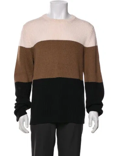 Pre-owned Theory Merino Wool Colorblock Pattern Pullover In Brown