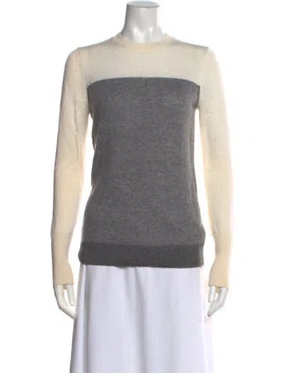 Pre-owned Theory Merino Wool Colorblock Pattern Sweater In Gray