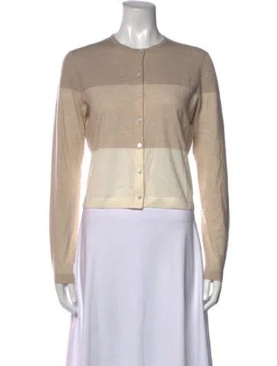 Pre-owned Theory Merino Wool Colorblock Pattern Sweater In Neutrals