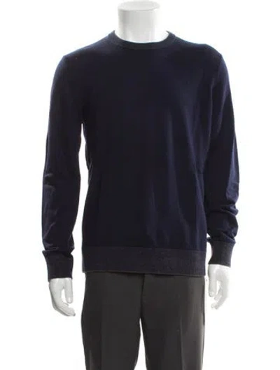 Pre-owned Theory Merino Wool Crew Neck Pullover In Blue