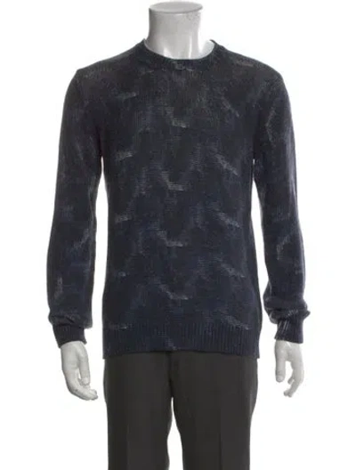 Pre-owned Theory Merino Wool Crew Neck Pullover In Blue