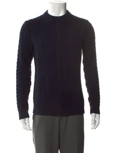 Pre-owned Theory Merino Wool Crew Neck Pullover In Blue