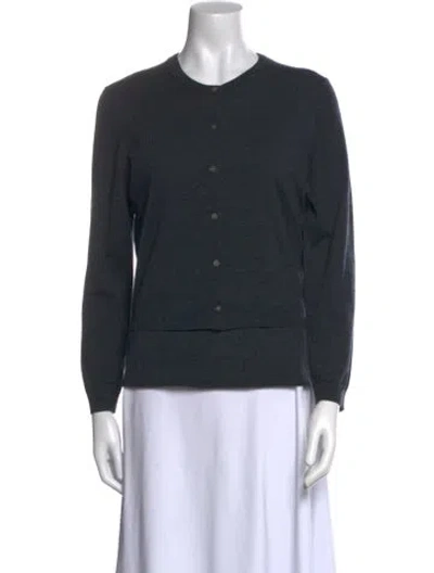 Pre-owned Theory Merino Wool Crew Neck Sweater In Blue