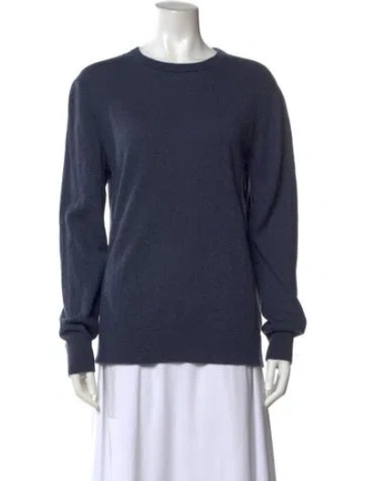 Pre-owned Theory Merino Wool Crew Neck Sweater In Blue