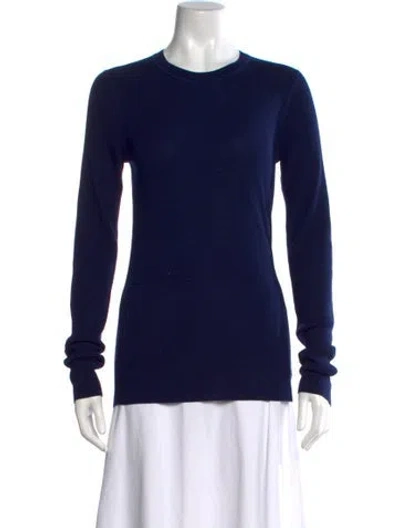 Pre-owned Theory Merino Wool Crew Neck Sweater In Blue