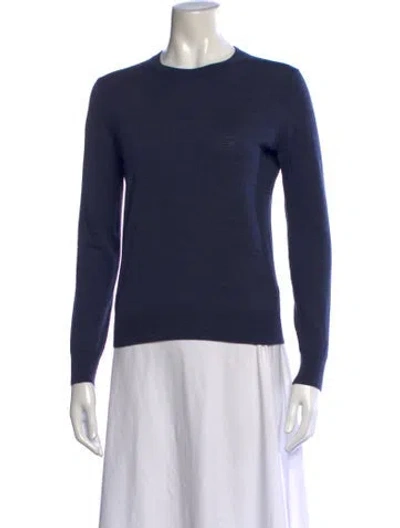 Pre-owned Theory Merino Wool Crew Neck Sweater In Blue