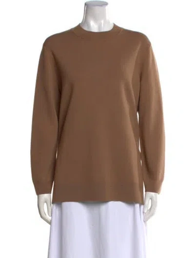 Pre-owned Theory Merino Wool Crew Neck Sweater In Brown