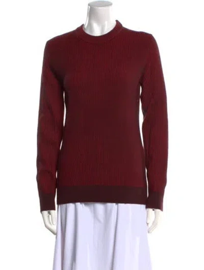 Pre-owned Theory Merino Wool Crew Neck Sweater In Burgundy