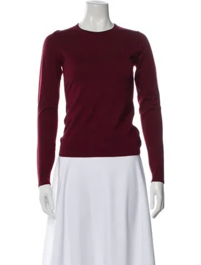 Pre-owned Theory Merino Wool Crew Neck Sweater In Burgundy