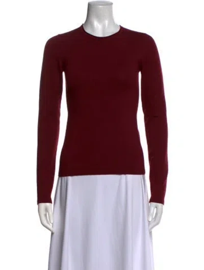 Pre-owned Theory Merino Wool Crew Neck Sweater In Burgundy