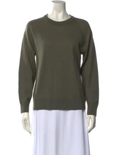 Pre-owned Theory Merino Wool Crew Neck Sweater In Green