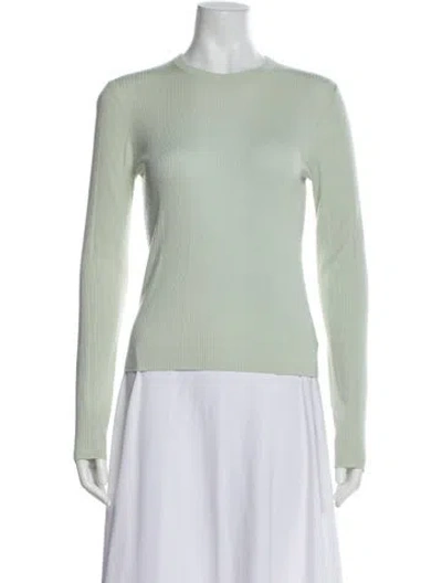 Pre-owned Theory Merino Wool Crew Neck Sweater In Green