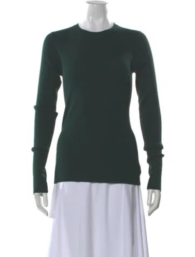 Pre-owned Theory Merino Wool Crew Neck Sweater In Green