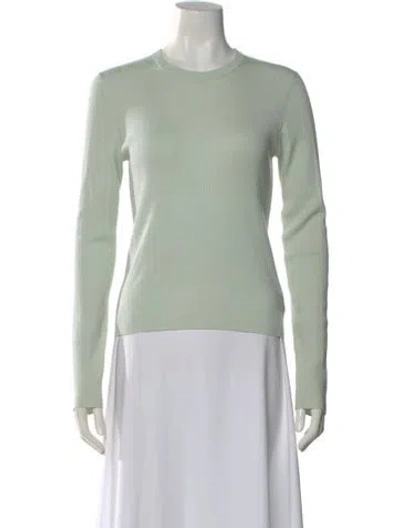 Pre-owned Theory Merino Wool Crew Neck Sweater In Green