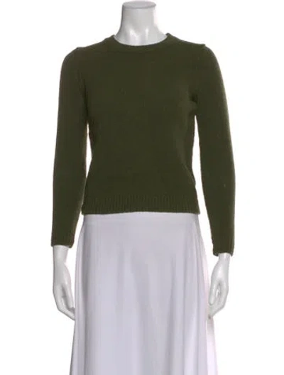 Pre-owned Theory Merino Wool Crew Neck Sweater In Green