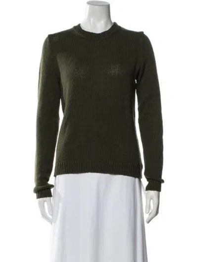 Pre-owned Theory Merino Wool Crew Neck Sweater In Green