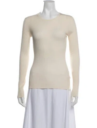 Pre-owned Theory Merino Wool Crew Neck Sweater In Neutrals