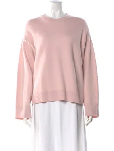 Pre-owned Theory Merino Wool Crew Neck Sweater In Pink
