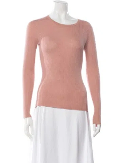 Pre-owned Theory Merino Wool Crew Neck Sweater In Pink