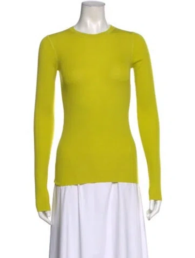 Pre-owned Theory Merino Wool Crew Neck Sweater In Yellow