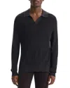 Theory Merino Wool Fine Gauge Sweater Knit Long Sleeve Polo Shirt In Mink/melange