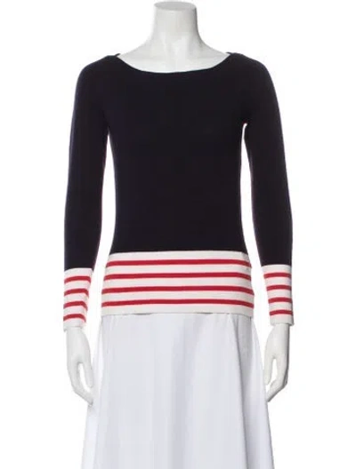 Pre-owned Theory Merino Wool Graphic Print Sweater In Blue