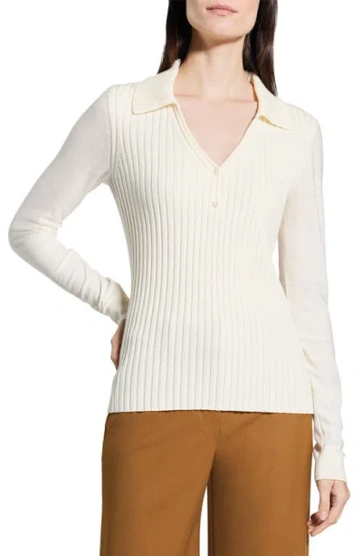 Theory Merino Wool Knit Shirt In White